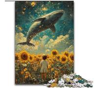 Puzzles 1000 pièces pour Adolescents Tournesols et Baleines, à partir de 14 Ans, pour des soirées Jeux en Famille, Collection d'artistes, Beaux-Arts (Taille 50x75cm)