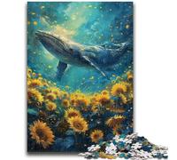 Puzzles 1000 pièces pour Adolescents Tournesols et Baleines pour Les 14 Ans et Plus Défi éducatif Activités Amusantes à la Maison, Cadeaux d'anniversaire, Cadeaux de Voyage 50x75cm