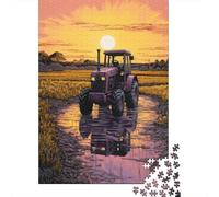 Puzzles 1000 Pièces pour Adolescents Tractor Reflections in Sunset Puzzles pour Adultes - Décoration Murale - Analyse Et Logique - Stimule Le Cerveau 38x26cm/1000pcs