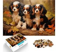 Puzzles 1000 pièces pour Adolescents Trois Cavalier King Charles Spaniels Casse-tête Liste de souhaits avec Le Père Noël 52x38cm