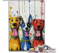 Puzzles 1000 pièces pour Adolescents Trois Chiens Joyeux, Analyse et logique avec pièces entièrement emboîtables de Formes aléatoires, à partir de 14 Ans (Taille 50x75cm)