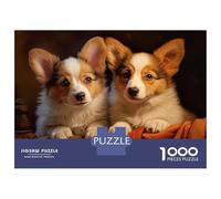 Puzzles 1000 Pièces pour Adolescents Two Pembroke Welsh Corgis Puzzles pour Adultes - Jeux De Détente - Assemblage De Motifs pour Les Amateurs De Jeux 70x50cm/1000pcs