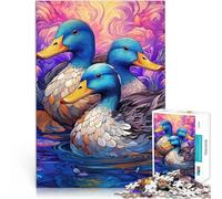 Puzzles 1000 pièces pour Adolescents Un Trio de Canards Jeu Familial Anti-Stress Défi Difficile Super Cadeau 52x38cm