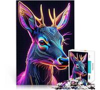 Puzzles 1000 pièces pour Adolescents Un Visage à moitié de cerf Défi Difficile pour soulager Le Stress Décoration Parfaite 38x26cm