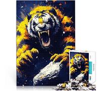 Puzzles 1000 pièces pour Adolescents Œuvre d'art du Tigre enragé Jouet éducatif d'apprentissage Jeu de défi Unique 38x26cm