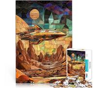 Puzzles 1000 pièces pour Adolescents Vaisseau Spatial au-Dessus d'une planète désertique Jeux éducatifs Cadeau Amusant 75x50cm