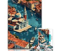 Puzzles 1000 pièces pour Adolescents, Venise Vue du Ciel, Jeu intellectuel, Cadeaux d'anniversaire Uniques pour Les 14 Ans et Plus, 38x26cm