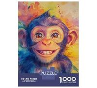 Puzzles 1000 Pièces pour Adolescents Vibrant Monkey Smile Puzzles pour Adolescents, Jouets Anti-Stress, Difficile, Excellent Cadeau pour Les Jeux 52x38cm/1000pcs