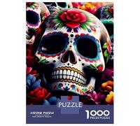 Puzzles 1000 Pièces pour Adolescents Vibrant Sugar Skull Puzzles pour Adultes Jeux Relaxants Découpe De Précision Cadeaux pour Les Amis Et La Famille 52x38cm/1000pcs