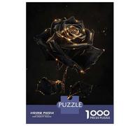 Puzzles 1000 Pièces pour Adolescents Vintage Black Rose Flower Puzzles pour Adultes - Jeux De Détente - Assemblage De Motifs pour Les Amateurs De Jeux 70x50cm/1000pcs