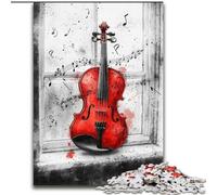 Puzzles 1000 pièces pour Adolescents Violon Rouge, dès 14 Ans Un Jeu Stimulant à Offrir à Toute la Famille et aux Amis (Taille 50x75cm)