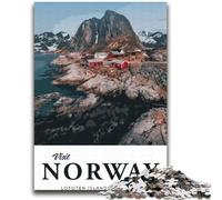 Puzzles 1000 pièces pour Adolescents Visit Norway Toys Jeux éducatifs Anti-Stress Interaction Parent-Enfant pour Les 14 Ans et Plus (Taille 38x52cm)