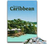 Puzzles 1000 pièces pour Adolescents Visitez Les Caraïbes Jouets Jeux éducatifs Anti-Stress Interaction Parent-Enfant pour Les 14 Ans et Plus (Taille 50x75cm)