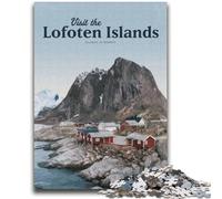 Puzzles 1000 pièces pour Adolescents Visitez Les îles Lofoten Jeu Stimulant et Jeu Familial Décoration Murale Cadeaux d'anniversaire et de Noël Uniques (Taille 38x52cm)