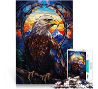Puzzles 1000 pièces pour Adolescents Vitrail d'aigle Compétition de Vitesse Manuelle Renforcer l'amour Entre Les Couples 38x26cm