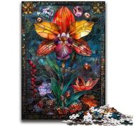 Puzzles 1000 pièces pour Adolescents, vitraux, Fleurs, Anti-Stress, séjour, Tuer Le Temps, liste de souhaits avec Le Père Noël (38x26cm)