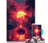 Puzzles 1000 pièces pour Adolescents Voitures de Sport dans Les Rues au néon Puzzles pour Adolescents, Jeu de Quiz, décoration Murale, Cadeaux d'anniversaire et de Noël Uniques (Taille 75x50cm)