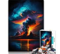 Puzzles 1000 pièces pour Adolescents, volcans psychédéliques colorés, Puzzle Adulte, défi d'intelligence cérébrale, Jouets addictifs pour la décoration de la Maison (Taille 38x26cm)