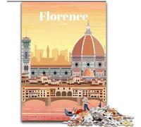 Puzzles 1000 pièces pour Adolescents Voyage à Florence, adaptés aux Personnes de 14 Ans et Plus Jeux éducatifs Cadeaux du Père Noël Secret 26x38cm