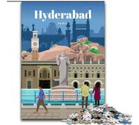 Puzzles 1000 pièces pour Adolescents, Voyage à Hyderabad, Anti-Stress, défi Difficile, Cadeaux du Père Noël Secret pour Les 14 Ans et Plus, 26x38cm