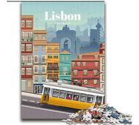 Puzzles 1000 pièces pour Adolescents, Voyage à Lisbonne, Anti-Stress, défi Difficile, Cadeaux du Père Noël Secret pour Les 14 Ans et Plus, 75x100cm