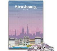 Puzzles 1000 pièces pour Adolescents Voyage à Strasbourg Jouets Jeux éducatifs Anti-Stress Interaction Parent-Enfant pour Les 14 Ans et Plus (Taille 38x52cm)