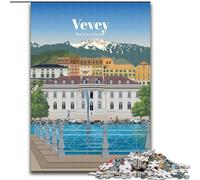 Puzzles 1000 pièces pour Adolescents Voyagez à Vevey, entraînez Votre Cerveau et Vos Mains Anniversaire et Cadeaux Uniques pour Les 14 Ans et Plus 50x75cm