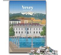 Puzzles 1000 pièces pour Adolescents Voyagez à Vevey, entraînez Votre Cerveau et Vos Mains Anniversaire et Cadeaux Uniques pour Les 14 Ans et Plus 75x100cm