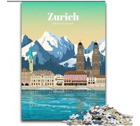 Puzzles 1000 pièces pour Adolescents Voyagez à Zurich, entraînez Votre Cerveau et Vos Mains Anniversaire et Cadeaux Uniques pour Les 14 Ans et Plus 26x38cm