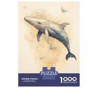 Puzzles 1000 Pièces pour Adolescents Watercolor Whale Big Fish Puzzles pour Adultes - Jeux De Détente - Assemblage De Motifs pour Les Amateurs De Jeux 38x26cm/1000pcs