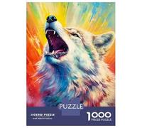Puzzles 1000 Pièces pour Adolescents Watercolors Wolf Puzzles pour Adultes - Décoration Murale - Analyse Et Logique - Stimule Le Cerveau 52x38cm/1000pcs