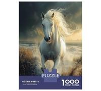 Puzzles 1000 Pièces pour Adolescents White Horse Galloping Through Water Puzzles pour Adolescents - Jeux Relaxants Et Anti-Stress - Idéal comme Cadeau pour Toute La Famille 38x26cm/1000pcs