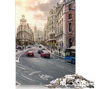 Puzzles 1000 pièces pour Adultes 1000 pièces Célèbre Gran Vía, Madrid, Espagne Puzzles pour Adultes Jeu Difficile et Stimulant (75x50cm)