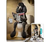 Puzzles 1000 pièces pour Adultes Adolescents Caniche Noir sur Les Toilettes 1000 pièces pour Adultes est idéal comme Cadeau pour Toute la Famille Convient pour Et 14 38x26cm