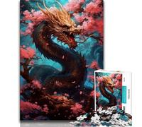 Puzzles 1000 pièces pour Adultes Adolescents Dragon Japonais Cerise 1000 pièces pour Adultes est idéal comme Cadeau pour Toute la Famille Convient pour Et 14 38x26cm