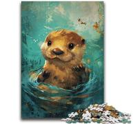 Puzzles 1000 pièces pour Adultes - Adorable Petite Loutre Jaune - Jeu Stimulant - Idéal comme Cadeau pour Toute la Famille - 50x75cm