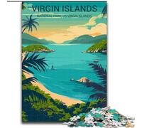 Puzzles 1000 pièces pour Adultes, Affiche du Parc National des Îles Vierges, à partir de 14 Ans, décoration d'intérieur, idéal comme Cadeau pour Toute la Famille, 50x75cm