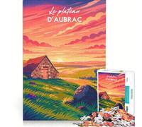 Puzzles 1000 pièces pour Adultes Affiche Plateau D'Aubrac | Activités familiales Chaque pièce est unique Cadeaux de Noël et d'anniversaire. 38x26cm