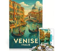 Puzzles 1000 pièces pour Adultes Affiche Vintage Venise Italie | 38x52cm Voitures de course à main jouets de décoration pour la maison parfaits comme cadeaux pour toute la famille