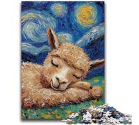 Puzzles 1000 pièces pour Adultes Alpaga Ciel Nocturne Jouets éducatifs Jeux de Famille Cadeaux pour Amis et Famille 26x38cm
