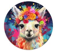 Puzzles 1000 pièces pour Adultes Alpaga Portant des Fleurs Puzzles pour Adultes Œuvre d'art Décor Intelligence Jouet pour Jeux d'intérieur en Famille 67,5 x 67,5 cm