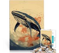 Puzzles 1000 pièces pour Adultes Ambiance rétro Japonaise avec des Baleines Jeu Pratique est idéal comme Cadeau pour Toute la Famille 38x26cm