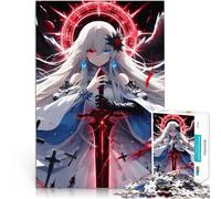 Puzzles 1000 pièces pour Adultes Ange aux Cheveux Blancs avec épée Jouet éducatif Anti-Stress Idées Cadeaux 38x26cm
