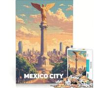 Puzzles 1000 pièces pour Adultes Angel of Independence Mexico City | Défi ardu et complexe avec des pièces de formes aléatoires s'emboîtant parfaitement 38x52cm