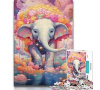 Puzzles 1000 pièces pour Adultes, Animaux colorés, éléphants, Jeu Familial Anti-Stress, défi Difficile, adapté aux Couples (Taille 75x50cm)
