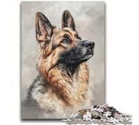 Puzzles 1000 pièces pour Adultes Aquarelle Berger Allemand Convient aux 14 Ans et Plus Jouet intellectuel Jeu éducatif pour Anniversaire et Noël 26x38cm