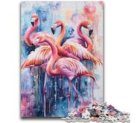 Puzzles 1000 pièces pour Adultes Aquarelle Flamant Rose pour Les 14 Ans et Plus Cadeaux intéressants pour la réduction du Stress pour Les Amis et la Famille 26x38cm