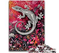 Puzzles 1000 pièces pour Adultes Aquarelle Gecko Difficile et Défi avec Affiche et fiche de Questions correspondantes pour Les 14 Ans 26x38cm