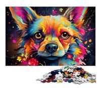 Puzzles 1000 pièces pour Adultes Art Animalier Chihuahua Coloré Psychédélique Défi Difficile Puzzle Une œuvre d'art pour Les Adolescents de 14 Ans et Plus 1000 pièces (38 x 26 cm)