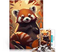 Puzzles 1000 pièces pour Adultes Art Animalier Mignon de Panda Roux Jeu Stimulant avec des pièces de Formes aléatoires entièrement imbriquées 75x50cm